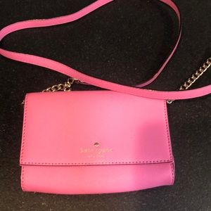 Like New Kate Spade Pink Crossbody Bag with Gold Chain Accents